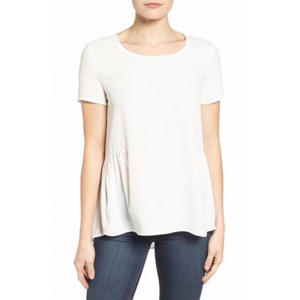Pleione White Peplum Top
